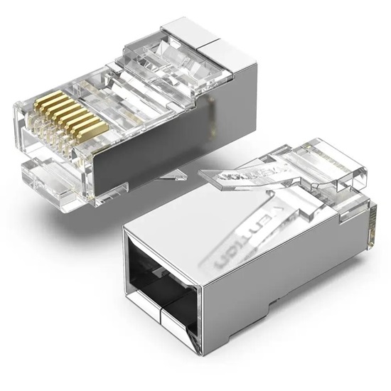 VENTION Cat.6 FTP RJ45 Modular Plug Transparent Metal Type 50-Pack (IDCR0-50) (VENIDCR0-50)-VENIDCR0-50