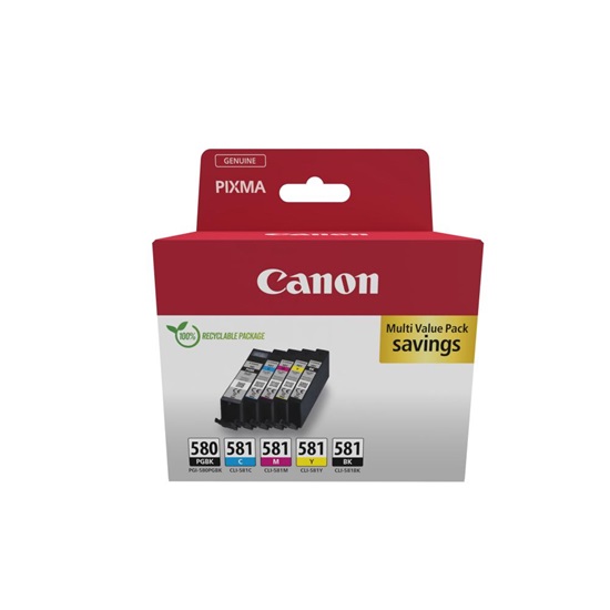 Canon Μελάνι Inkjet PGI580BK/CLI581 5 Colours (2078C007) (CANPGI580MP)-CANPGI580MP