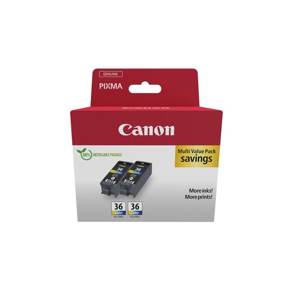 Canon Μελάνι Inkjet CLI-36 Color Ink 2 Pack Value Pack (1511B025) (CANCLI-36TP)-CANCLI-36TP