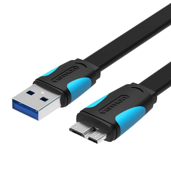 VENTION Flat USB 3.0 A Male to Micro B Male Cable 2M Black (VAS-A12-B200) (VENVAS-A12-B200)-VENVAS-A12-B200