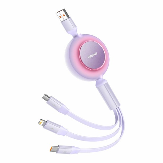 Baseus Bright Mirror 3 USB 3-in-1 cable for micro USB / USB-C / Lightning 66W / 2A 1.1m Purple (CAMJ010105) (BASCAMJ010105)-BASCAMJ010105