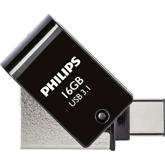Philips 2-in-1 16GB USB 3.1 Stick με σύνδεση USB-C Μαύρο (PHUSB16G2IN1OTGGU3C) (ΠΗΙPHUSB16G2IN1OTGGU3C)-PHIPHUSB16G2IN1OTGGU3C