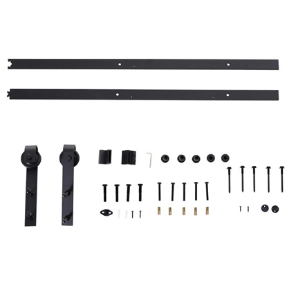 Homcom Track Kit Για Συρόμενες Πόρτες Μαύρο 200x4x0.6cm (B81-020) (HOMB81-020)-HOMB81-020