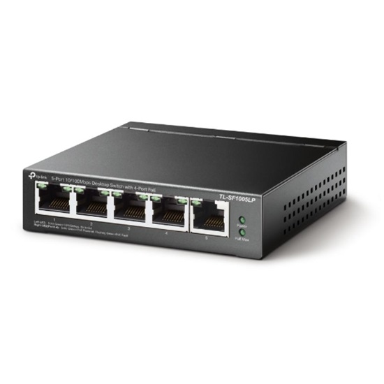 TP-LINK 5-Port 10/100 Mbps Desktop Switch with 4-Port PoE (TL-SF1005LP) (TPTL-SF1005LP)-TPTL-SF1005LP