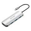 VENTION Type-C to HDMI/USB 3.0*3/SD/TF/PD 100W Docking Station 0.15M Gray Aluminum Alloy Type (TOJHB) (VENTOJHB)-VENTOJHB