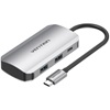 VENTION Type-C to USB 3.0x4/PD 100W Hub 0.15M Gray Aluminum Alloy Type (TNBHB) (VENTNBHB)-VENTNBHB