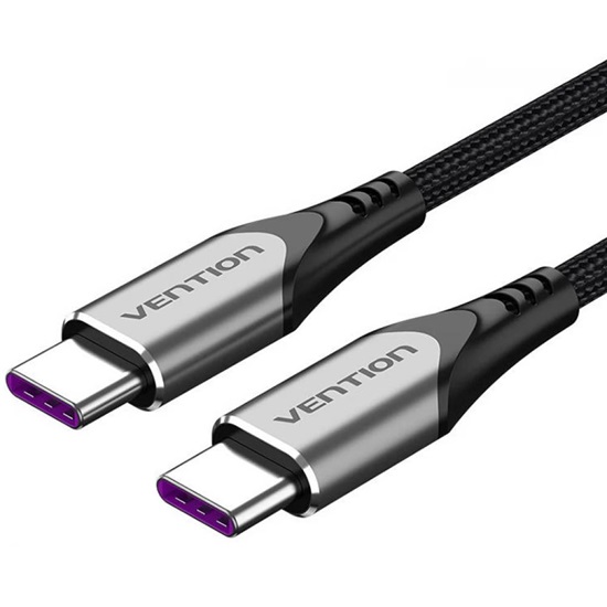 VENTION Nylon Braided Type-C to Type-C 5A/PD 100W Cable 2M Gray Aluminum Alloy Type (TAEHH) (VENTAEHH)-VENTAEHH