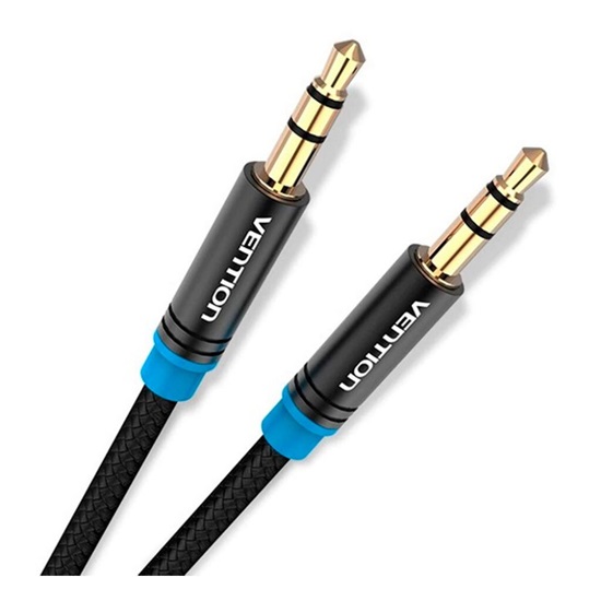 VENTION Cotton Braided 3.5mm Male to Male Audio Cable 3M Black Metal Type (High-End Series) (P350AC300-B-M) (VENP350AC300-B-M)-VENP350AC300-B-M