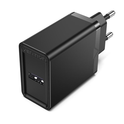 VENTION USB Wall Charger (22.5W) EU Black (FACB0-EU) (VENFACB0-EU)-VENFACB0-EU