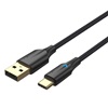 VENTION Nylon Braided USB 2.0 A Male to Type-C Male 3A Cable 2M Black LED Type (CTFBH) (VENCTFBH)-VENCTFBH