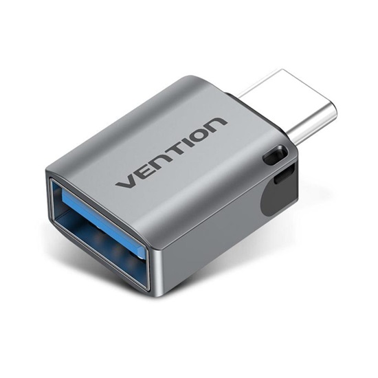 VENTION Type-C Male to USB 3.0 Female OTG Adapter Gray Aluminum Alloy Type (CDQH0) (VENCDQH0)-VENCDQH0