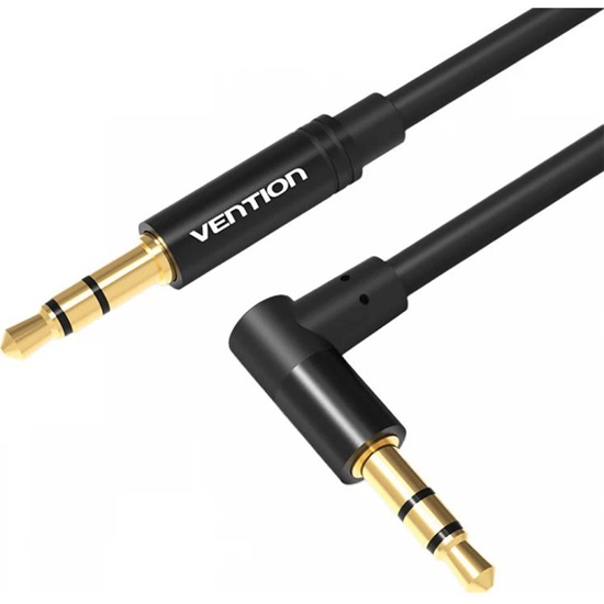 VENTION 3.5mm Male to 90° Male Audio Cable 1M Black Metal Type (BAKBF-T) (VENBAKBF-T)-VENBAKBF-T