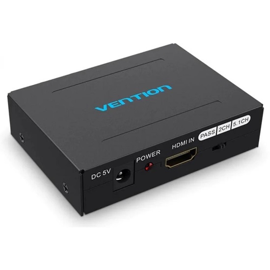 VENTION Audio Segregator HDMI to HDMI/ Optical Fiber/ 2RCA Audio Converter Black Metal Type (AFHB0) (VENAFHB0)-VENAFHB0