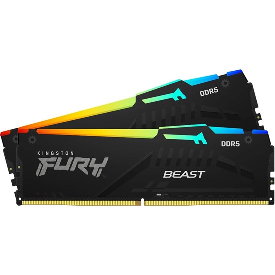 Kingston RAM FURY Beast RGB 16 GB (2 x 8 GB Kit) DDR5 5200 DIMM CL40 (KF552C40BBAK2-16) (KINKF552C40BBAK2-16)-KINKF552C40BBAK2-16