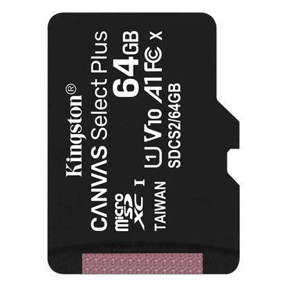 Kingston Canvas Select Plus flash memory card 64 GB microSDXC UHS I (SDCS2/64GBSP) (KINSDCS2-64GBSP)-KINSDCS2-64GBSP