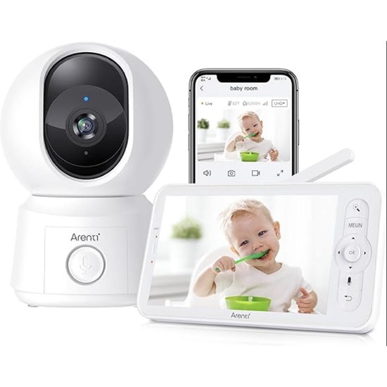 Arenti 2MP/1080P Wi-Fi Video Baby Monitor Kit with LCD Screen (AINANNY B2 KIT) (AREAINANNY-B2-KIT)-AREAINANNY-B2-KIT