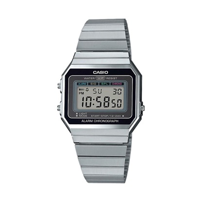 Casio Vintage Iconic Ψηφιακό Ρολόι Χρονογράφος Μπαταρίας με Ασημί Μεταλλικό Μπρασελέ (A700WE-1AEF) (CASA700WE-1AEF)-CASA700WE-1AEF