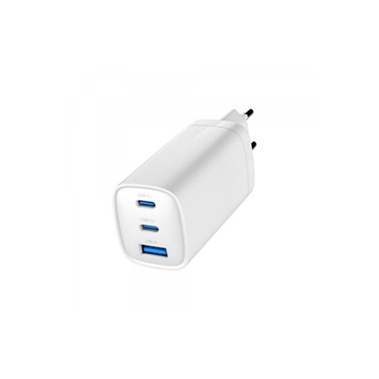 Gembird Fast Charger USB Power Delivery USB Type C 3x USB 65w Gan White (TA-UC-PDQC65-01-W) (GEMTA-UC-PDQC65-01-W)-GEMTA-UC-PDQC65-01-W