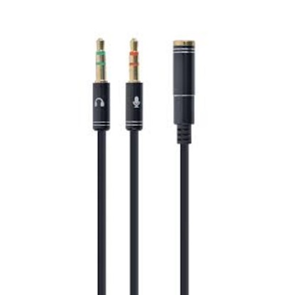 Gembird Cca-418m Headphone Adapter 4pin Jack F -2x Stereo Minijack 3.5mm, Metal Connec (CCA-418M) (GEMCCA-418M)-GEMCCA-418M
